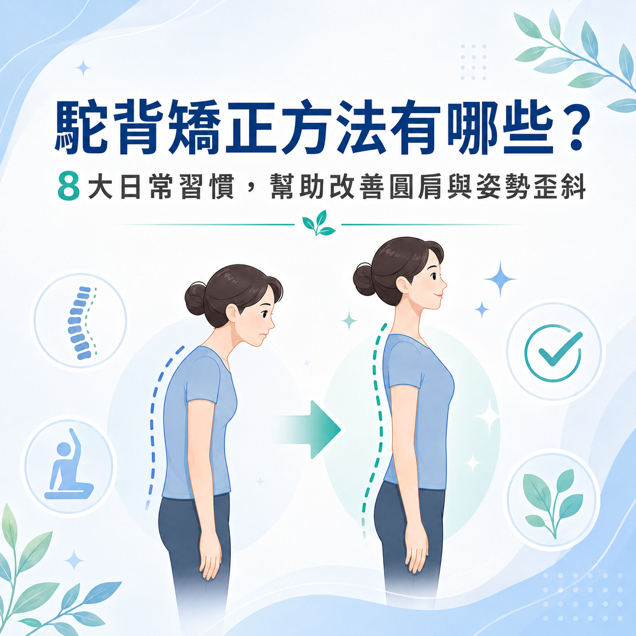 駝背矯正方法有哪些？8大日常習慣，幫助改善圓肩與姿勢歪斜