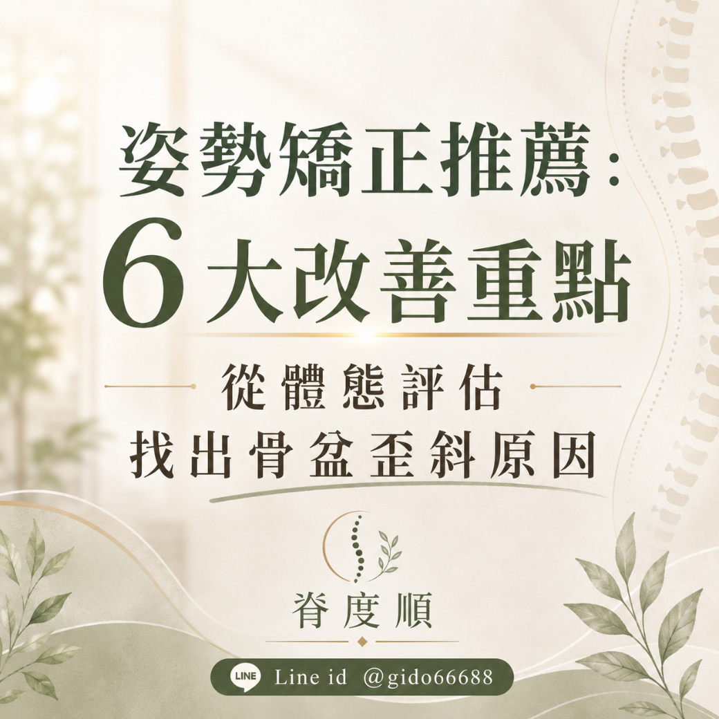 高雄姿勢矯正推薦：6大改善重點，從體態評估找出骨盆歪斜原因